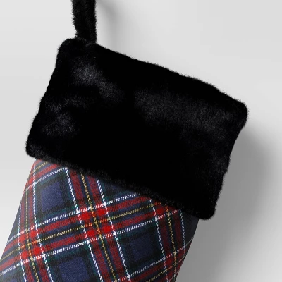 20" Christmas Plaid Stocking With Cuff Dark Blue - Wondershop™ 4 20" Christmas Plaid Stocking With Cuff Dark Blue - Wondershop™ - Image 2