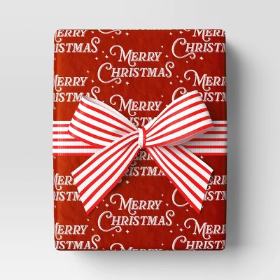 30” 20 Sq Ft Christmas Roll Wrap White Merry Christmas On Red - Wondershop™ 3 30” 20 Sq Ft Christmas Roll Wrap White Merry Christmas On Red - Wondershop™