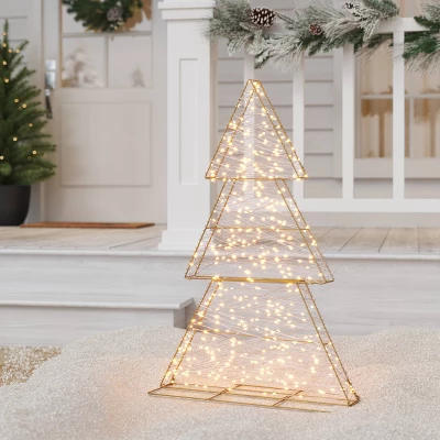 LED Champagne Metal Tree Christmas Novelty Sculpture Light With White Color Light Bulb - Wondershop™ 3 LED Champagne Metal Tree Christmas Novelty Sculpture Light With White Color Light Bulb - Wondershop™