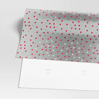 30” 25 Sq Ft Christmas Roll Wrap Red Gray Silver Dot - Wondershop™ 4 30” 25 Sq Ft Christmas Roll Wrap Red Gray Silver Dot - Wondershop™ - Image 2
