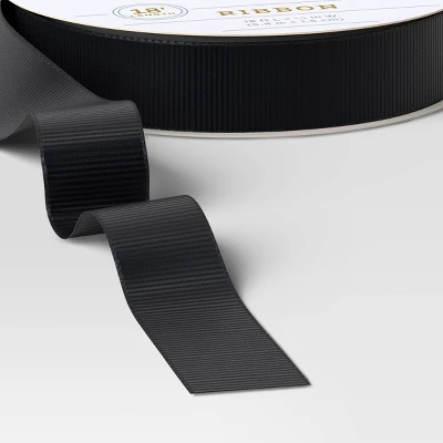 18' Christmas Fabric Ribbon Black Grosgrain - Wondershop™ 4 18' Christmas Fabric Ribbon Black Grosgrain - Wondershop™ - Image 2