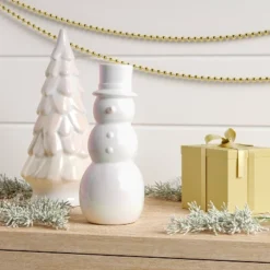 7" Christmas Ceramic Iridescent Snowman Figurine - Wondershopâ˘