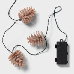 10ct LED Battery Operated Sugared Pinecone Christmas Indoor/Outdoor Novelty String Lights Warm White With Green Wire - Wondershop™ -Christmas Supply Store GUEST 05149528 4890 4341 80da 7c6c6b6dfbe3