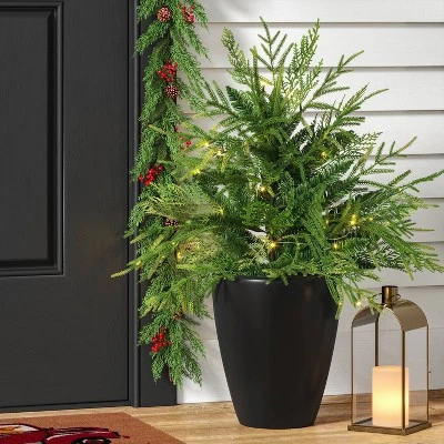 24" Pre-Lit Christmas Norfolk Cedar Artificial Greenery With Ground Stake - Wondershop™ -Christmas Supply Store GUEST 0524454d 42c0 4baa a1ff 1071bb7b5d74