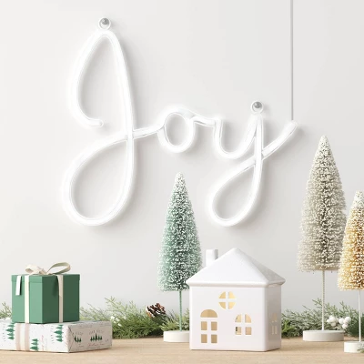 LED Battery Operated Christmas Neon Joy Hangable Sign White - Wondershop™ 3 LED Battery Operated Christmas Neon Joy Hangable Sign White - Wondershop™