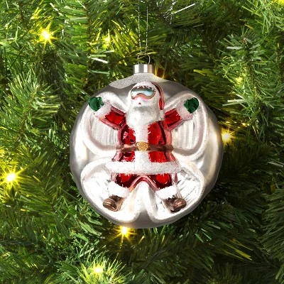 Christmas Glass Santa In Snow Ornament - Wondershop™ 3 Christmas Glass Santa In Snow Ornament - Wondershop™