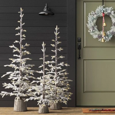 Pre-lit Flocked Balsam Fir Artificial Christmas Tree With Basket Base Warm White LED Lights - Wondershop™ 3 Pre-lit Flocked Balsam Fir Artificial Christmas Tree With Basket Base Warm White LED Lights - Wondershop™