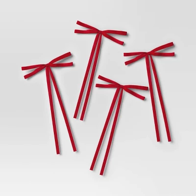 4ct Faux Velvet Fabric Christmas Decorative Bow - Wondershop™ 6 4ct Faux Velvet Fabric Christmas Decorative Bow - Wondershop™ - Image 4