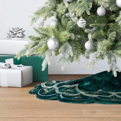 48" Christmas Dia Art Deco Embellished Soft Velvet Tree Skirt Green - Wondershop™ 3 48" Christmas Dia Art Deco Embellished Soft Velvet Tree Skirt Green - Wondershop™