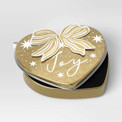 Christmas Wrap Essentials Gold Heart Joy Gift Card Tin - Wondershop™ 3 Christmas Wrap Essentials Gold Heart Joy Gift Card Tin - Wondershop™