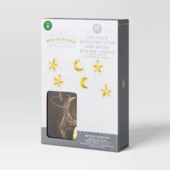 10ct LED Battery Operated Mercury Star And Moon Christmas Indoor/Outdoor Novelty String Lights Warm White With Silver Wire - Wondershop™ -Christmas Supply Store GUEST 1d04b2e6 cbf7 40a2 a15e 524c43829ce2