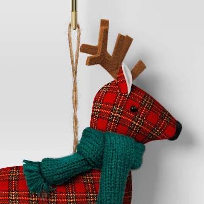 Christmas Fabric Deer Ornament Red Plaid - Wondershop™ 4 Christmas Fabric Deer Ornament Red Plaid - Wondershop™ - Image 2
