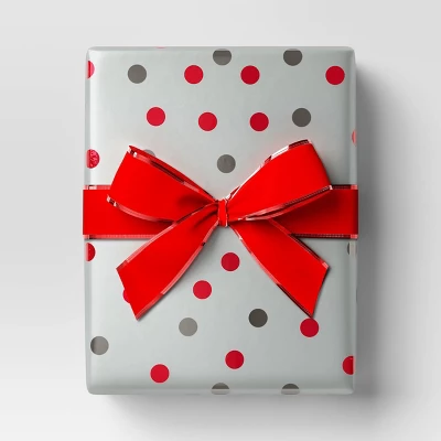 30” 25 Sq Ft Christmas Roll Wrap Red Gray Silver Dot - Wondershop™ 3 30” 25 Sq Ft Christmas Roll Wrap Red Gray Silver Dot - Wondershop™