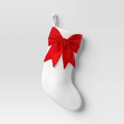 21" White Stocking With 3D Bow Decor - Wondershop™ -Christmas Supply Store GUEST 2e0a57a5 fba7 45de a5e2 d5a8d67f5c2e