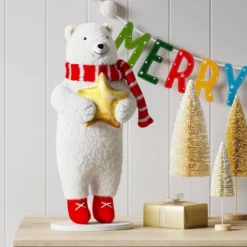 Christmas Plush Polar Bear With Star Decor - Wondershopâ˘