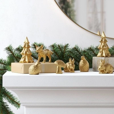 8pk Christmas Poly Figural Decor Set Birds/Bunny/Trees Gold - Wondershop™ 3 8pk Christmas Poly Figural Decor Set Birds/Bunny/Trees Gold - Wondershop™