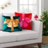 16"x6" Christmas Green Velvet Square Pillow With Teal Bow - Wondershop™ -Christmas Supply Store GUEST 4227646e 52b7 4329 a06f 0532e5d7929d
