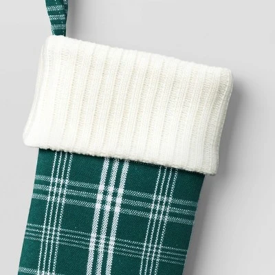 20" Christmas Plaid Stocking With Cuff Green Base - Wondershop™ 4 20" Christmas Plaid Stocking With Cuff Green Base - Wondershop™ - Image 2