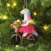 5" Christmas Fabric Unicorn With Bike Ornament - Wondershop™
