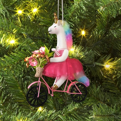 5" Christmas Fabric Unicorn With Bike Ornament - Wondershop™ 3 5" Christmas Fabric Unicorn With Bike Ornament - Wondershop™