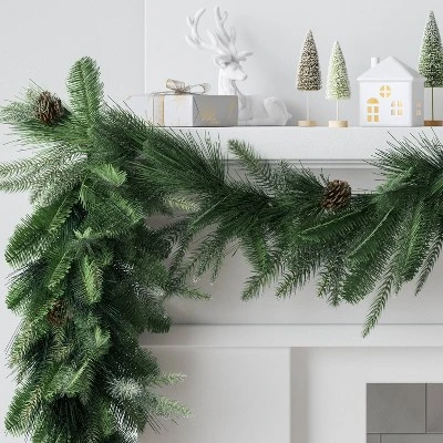 6' Christmas Unlit Icy Glitter Mixed Green With Pinecones Garland - Wondershop™ 3 6' Christmas Unlit Icy Glitter Mixed Green With Pinecones Garland - Wondershop™