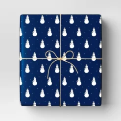 40" 220 Sq Ft Christmas Roll Wrap Snowmen On Navy Blue - Wondershopâ˘