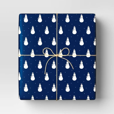 40" 220 Sq Ft Christmas Roll Wrap Snowmen On Navy Blue - Wondershop™ 3 40" 220 Sq Ft Christmas Roll Wrap Snowmen On Navy Blue - Wondershop™