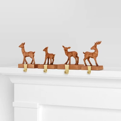 4pk Christmas Natural Carved Looking Deer - Wondershop™ 4 4pk Christmas Natural Carved Looking Deer - Wondershop™ - Image 2
