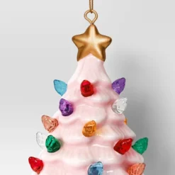 4" Christmas Lit Ceramic Retro Christmas Tree Ornament Pink - Wondershop™ -Christmas Supply Store GUEST 637f6d91 3d1f 48e2 b8f5 f3436dd27614