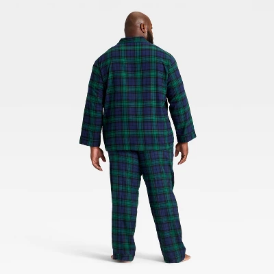 Men's Plaid Flannel Long Sleeve Shirt And Pants Holiday Matching Family Pajama Set - Wondershop™ Navy Blue 3 Men's Plaid Flannel Long Sleeve Shirt And Pants Holiday Matching Family Pajama Set - Wondershop™ Navy Blue