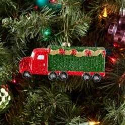Semi Truck And Trailer Christmas Tree Ornament Red/Green - Wondershopâ˘