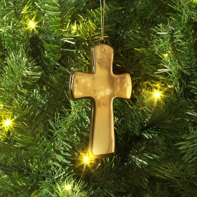 Christmas Ceramic Gold Cross Ornament - Wondershop™ 3 Christmas Ceramic Gold Cross Ornament - Wondershop™