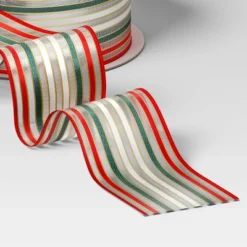 30' Christmas Fabric Ribbon Red White Green Striped - Wondershop™ -Christmas Supply Store GUEST 7c2efd65 f495 4890 add2 2e5f43d8f9c8