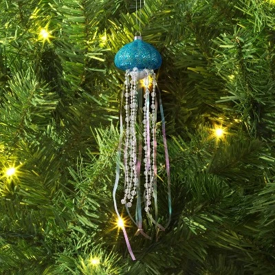 12" Christmas Iridescent Glass Jelly Fish Ornament Light Blue - Wondershop™ 3 12" Christmas Iridescent Glass Jelly Fish Ornament Light Blue - Wondershop™