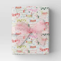 30â 20 Sq Ft Christmas Roll Wrap Dachshunds In Sweaters And Scarves - Wondershopâ˘