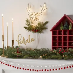 LED Dewdrop Deer Head With Faux Greenery Christmas Novelty Silhouette Light - Wondershopâ˘