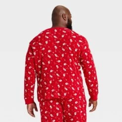 Men's Santa Print Ribbed Long Sleeve Holiday Matching Family Pajama Shirt - Wondershop⢠Red