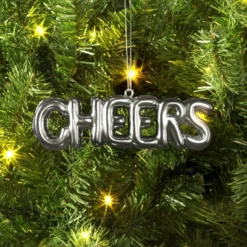 4" Christmas Metallic Words Ornament Silver Cheers - Wondershopâ˘