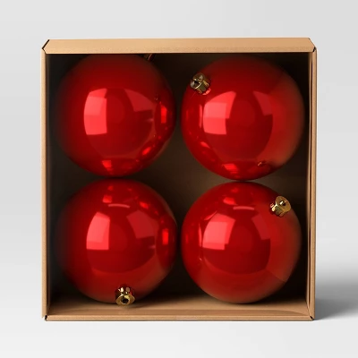 4ct 150mm Christmas Ornament Set Red - Wondershop™ 4 4ct 150mm Christmas Ornament Set Red - Wondershop™ - Image 2