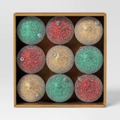 9ct 100mm Christmas Ornament Set Iced Green/Champagne/Red - Wondershop™ -Christmas Supply Store GUEST 8b6c139b 96a5 4500 a2c6 0d5d9c787093