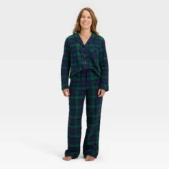 Women's Plaid Flannel Long Sleeve Shirt And Pants Holiday Matching Family Pajama Set - Wondershop™ Navy Blue -Christmas Supply Store GUEST 8baa454d 60d7 4aea 8019 f091b2e198ae