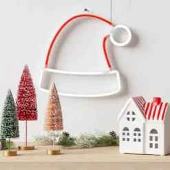 LED Battery Operated Christmas Neon Santa Hat Hangable Sign Red/White - Wondershopâ˘