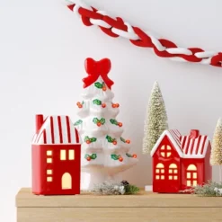 5" Christmas Lit Red Ceramic House Decor - Wondershop™