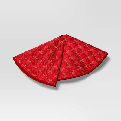48" Christmas Embroidered Bow Velvet Tree Skirt Red - Wondershop™ 4 48" Christmas Embroidered Bow Velvet Tree Skirt Red - Wondershop™ - Image 2