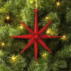 5.8" Christmas Plastic Spike Starburst Ornament Red - Wondershopâ˘
