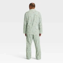 Men's Gingerbread Striped Flannel Long Sleeve Shirt And Pants Holiday Matching Family Pajama Set - Wondershop⢠Cream