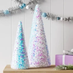 Christmas Sequins Cone Shape Tree Table Top Decor Iridescence Small - Wondershopâ˘
