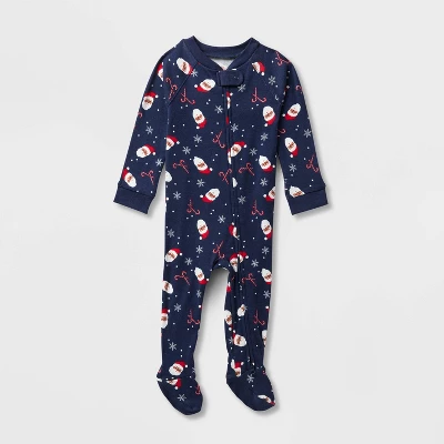 Baby Santa Print Ribbed Holiday Matching Family Footed Pajamas - Wondershop™ Navy Blue 4 Baby Santa Print Ribbed Holiday Matching Family Footed Pajamas - Wondershop™ Navy Blue - Image 2