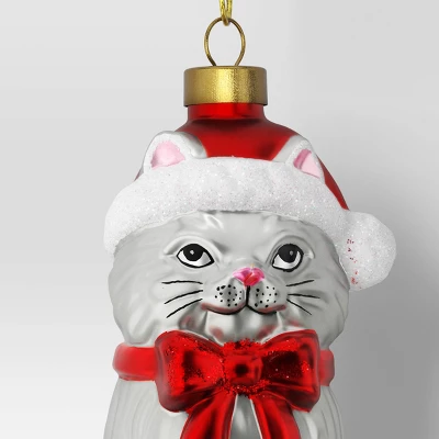 Christmas Glass Cat Santa Hat Ornament - Wondershop™ 4 Christmas Glass Cat Santa Hat Ornament - Wondershop™ - Image 2