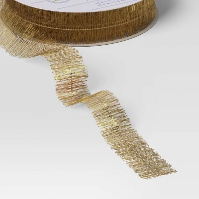 18' Christmas Fabric Ribbon Gold Tinsel - Wondershop™ 4 18' Christmas Fabric Ribbon Gold Tinsel - Wondershop™ - Image 2